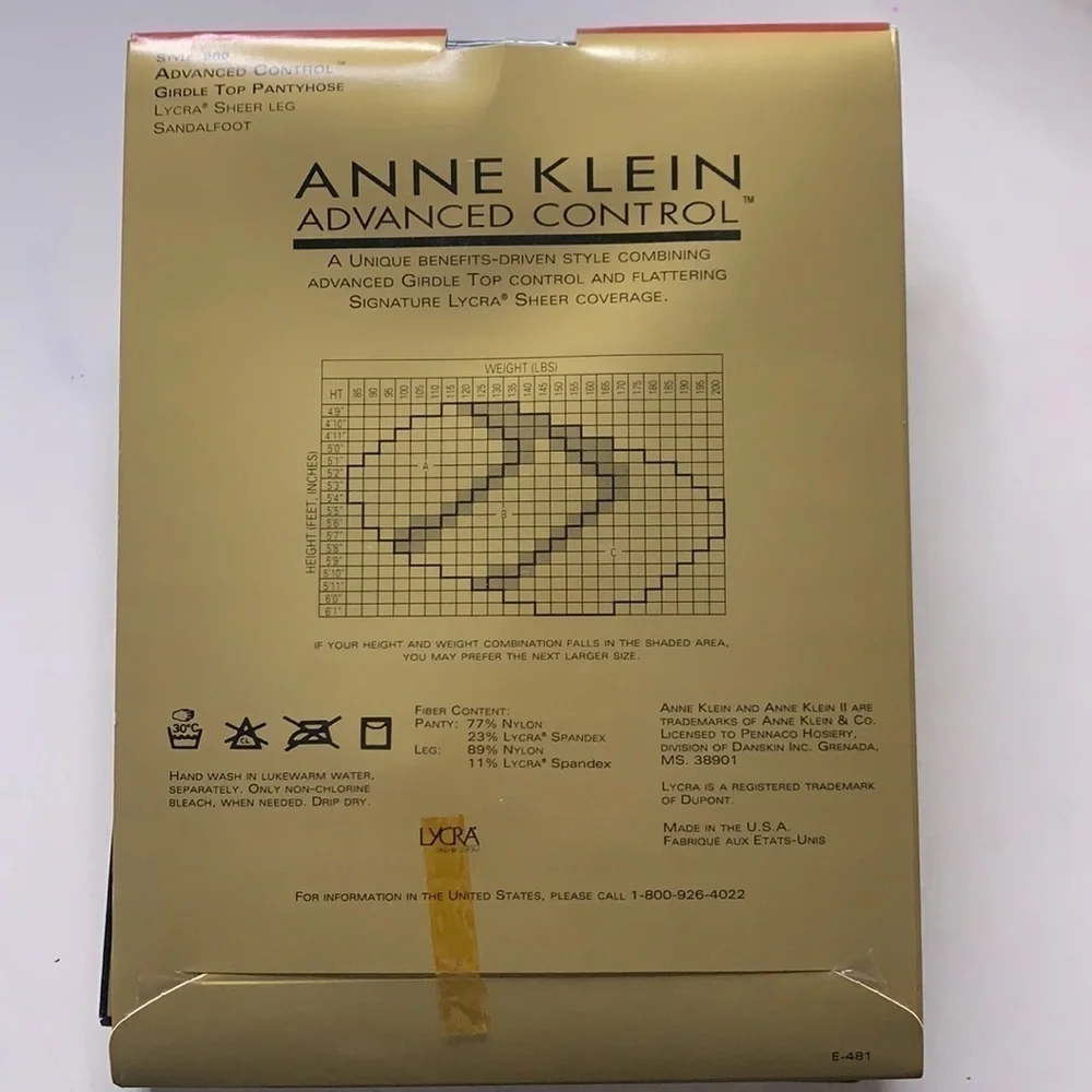 NWT Anne Klein advanced control Girdle top pantyhose style 980 black navy